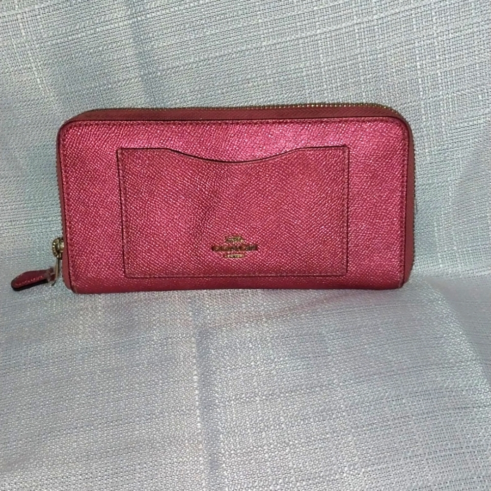 Metallic Pink Coach Wallet